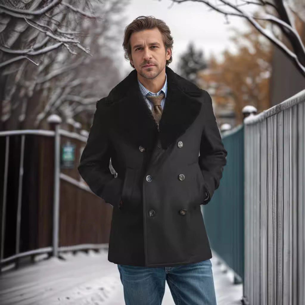 Men's wool coat with contrasting collar Lune London