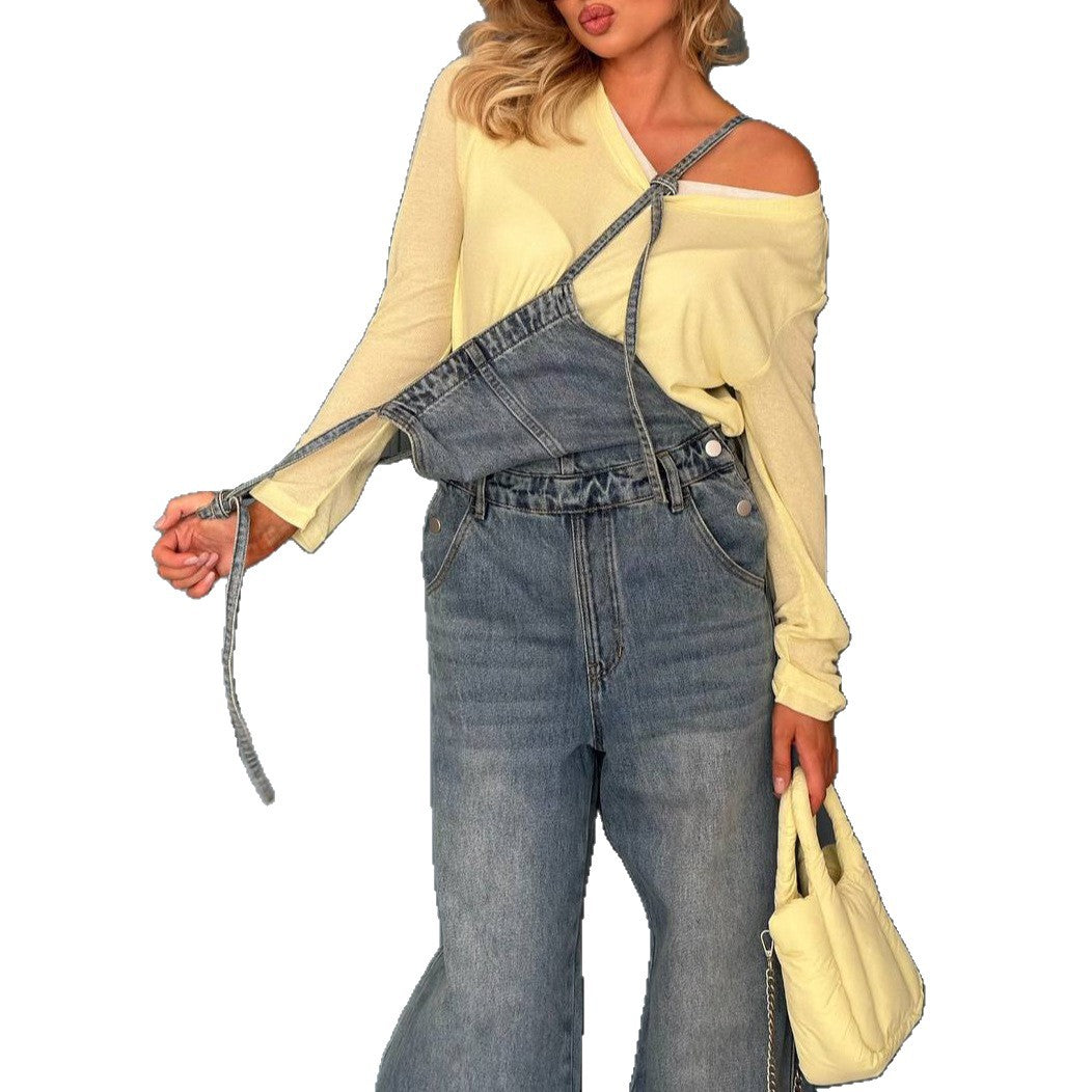 Women Casual Loose Fit Denim Overalls Lune London