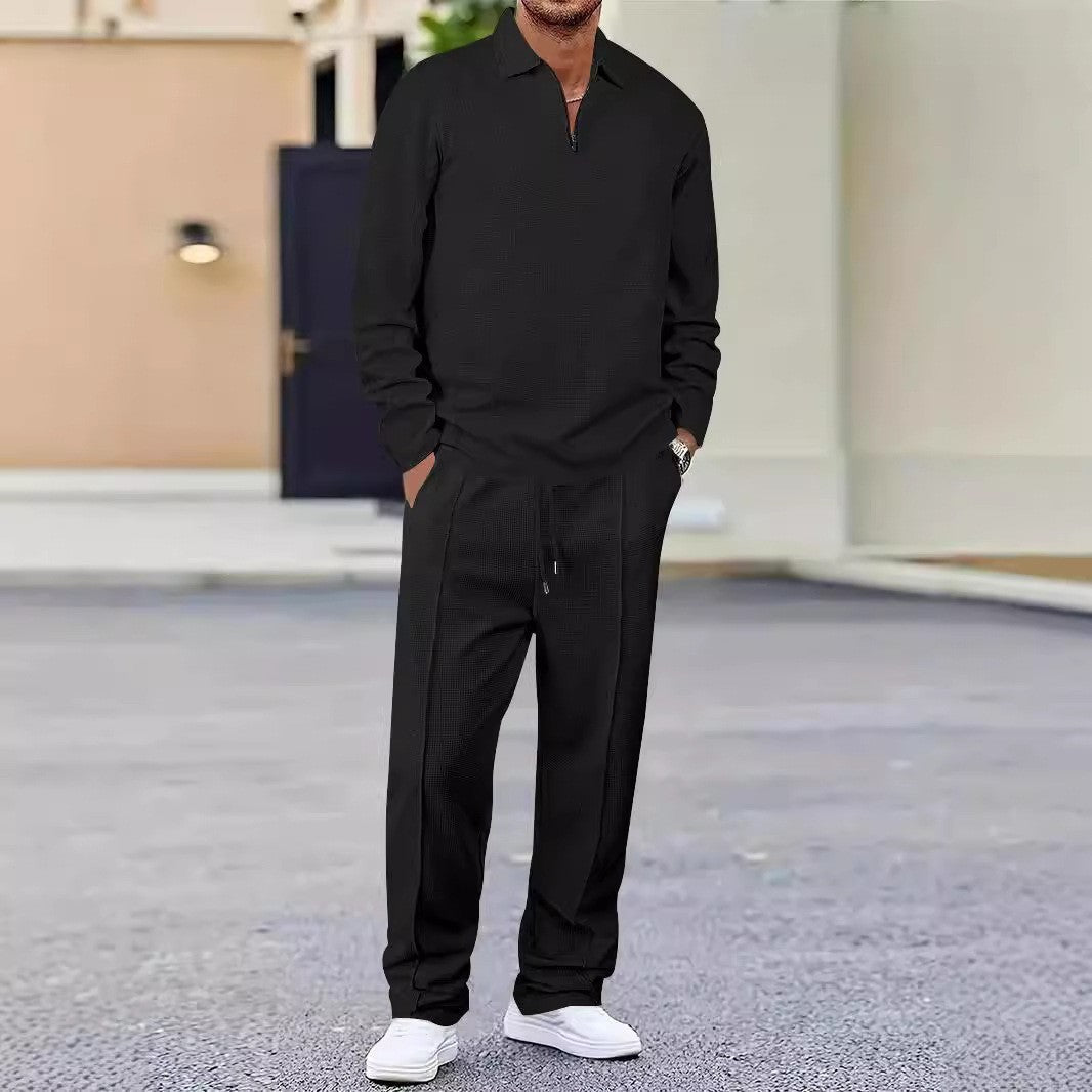 Men's sports hooded top set and stretch pants in breathable structured material Lune London
