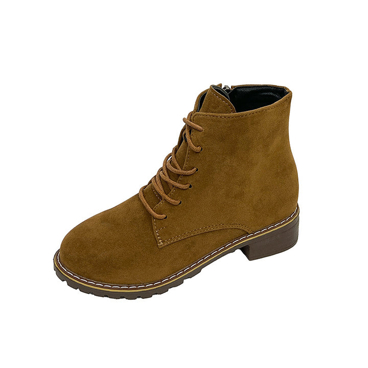 Fashionable women's suede ankle boots with additional zipper and lightweight contoured sole Lune London