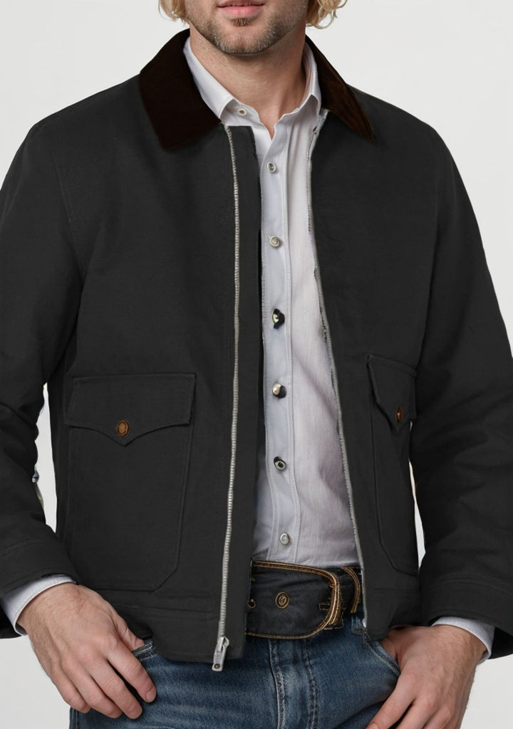 Robust cotton jacket for men with coat-like collar Warm Lune London