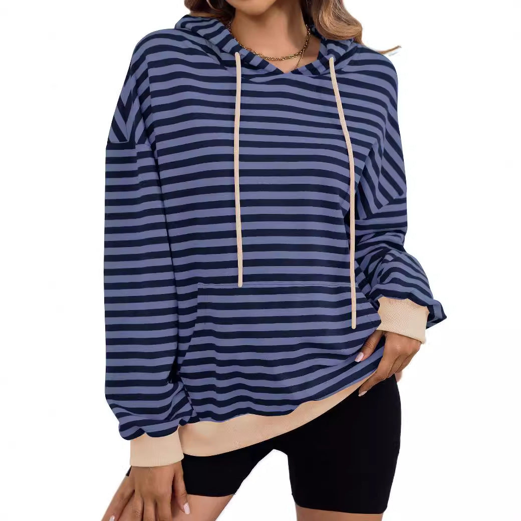 Casual hoodie for ladies with colorful striped pattern Lune London
