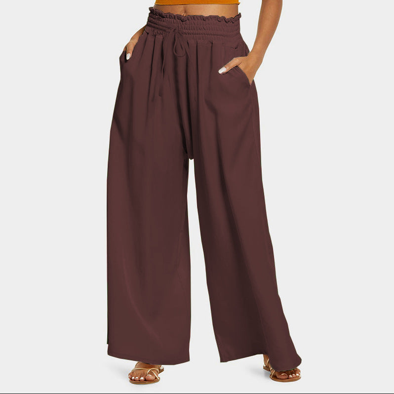 Wide palazzo pants for women with elastic waistband and practical pockets Lune London