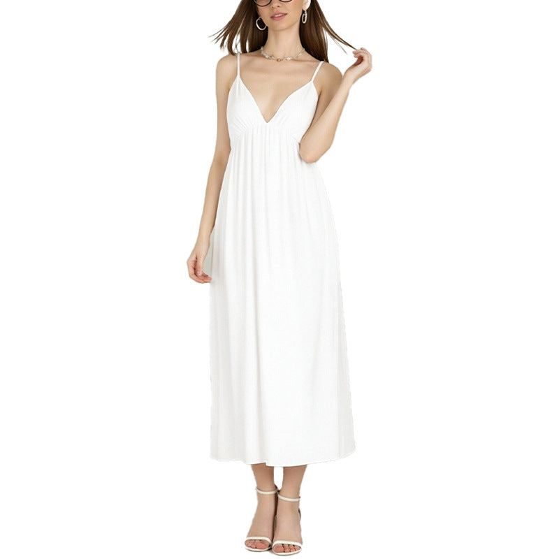 Robe maxi pour femme avec décolleté en V profond et jupe fluide Chic & Stil