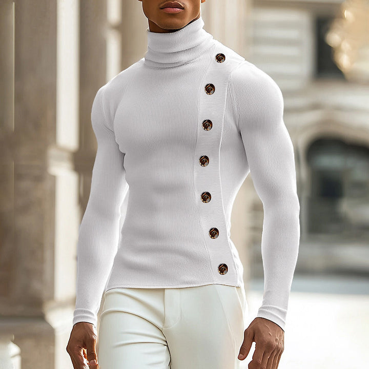Women's long sleeve turtleneck sweater with button details Lune London
