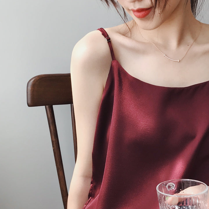 Ladies luxury satin top spaghetti Lune London