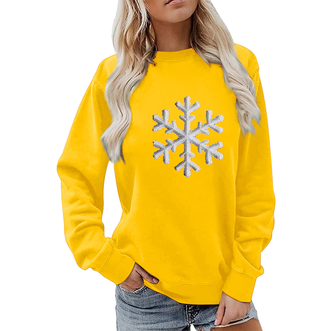 Sweat-shirt pour femmes avec design de flocon de neige brillant et coupe décontractée Chic & Stil