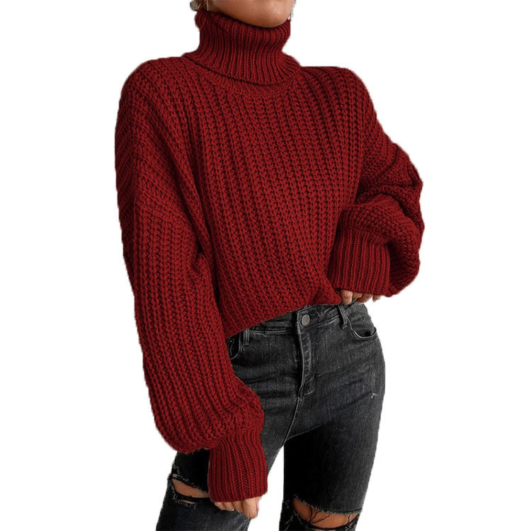 Chunky knit sweater for women with a high collar and relaxed fit Lune London