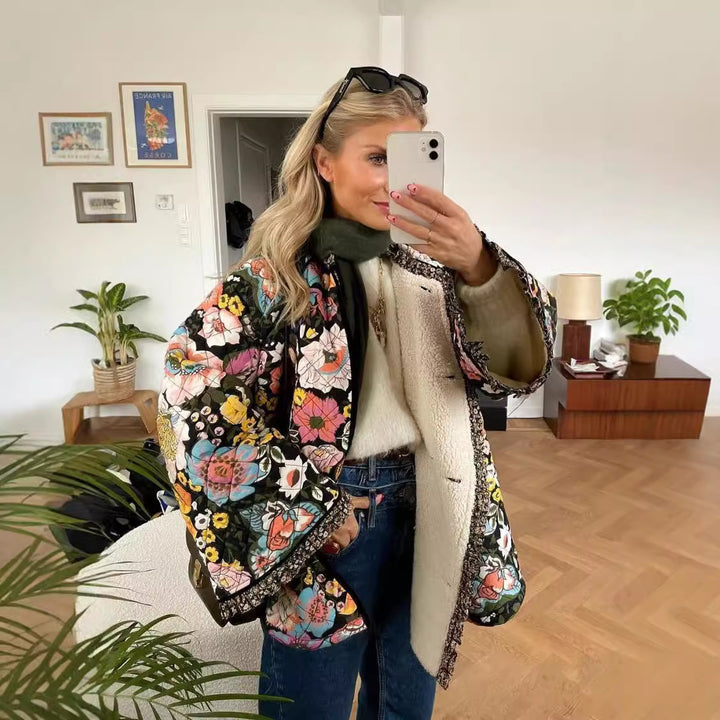 Women's jacket with a floral design and a cozy interior Lune London