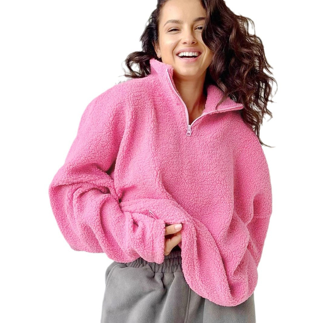 Ladies soft fleece sweater with high neck Lune London