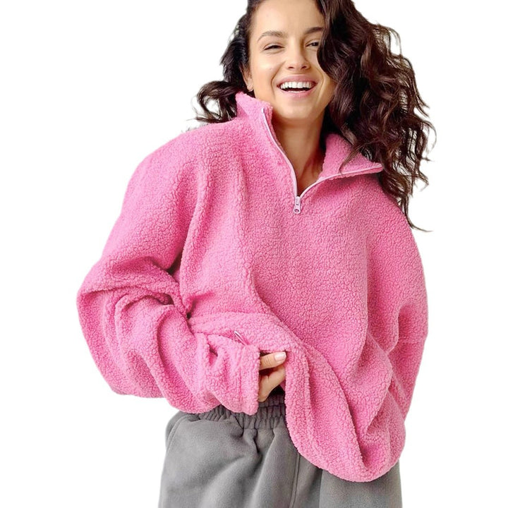 Ladies soft fleece sweater with high neck Lune London