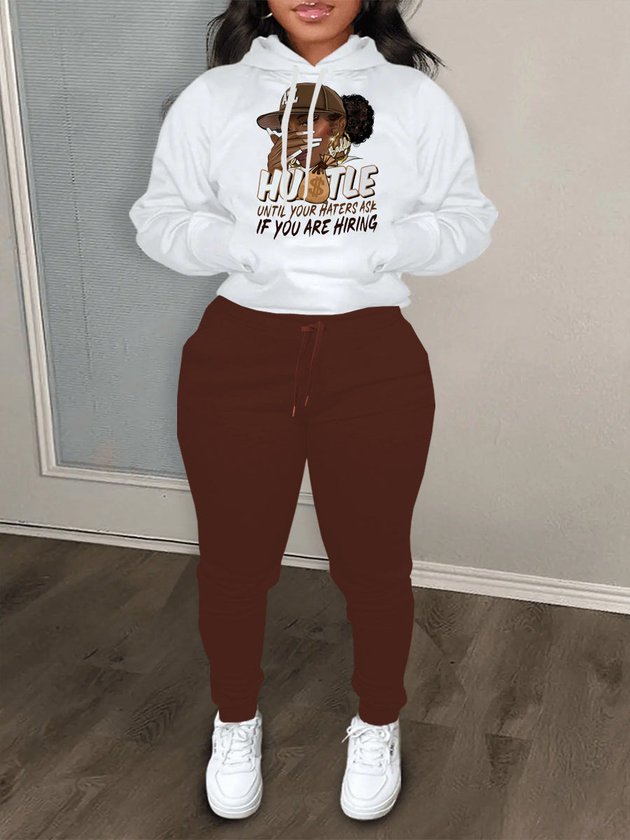 Women's hoodie and jogger pants set with motivational print Lune London