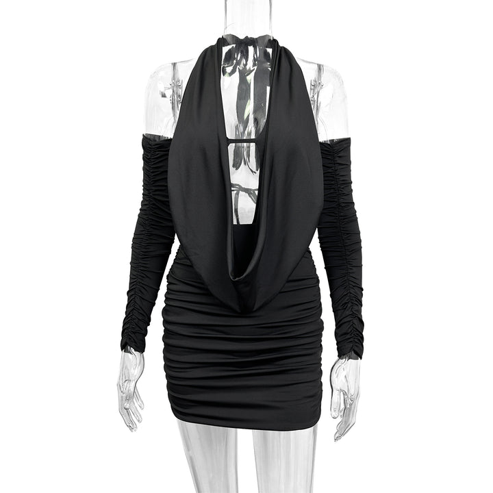 Women's Mini Dress with Deep V-Neck and Side Gatherings Lune London