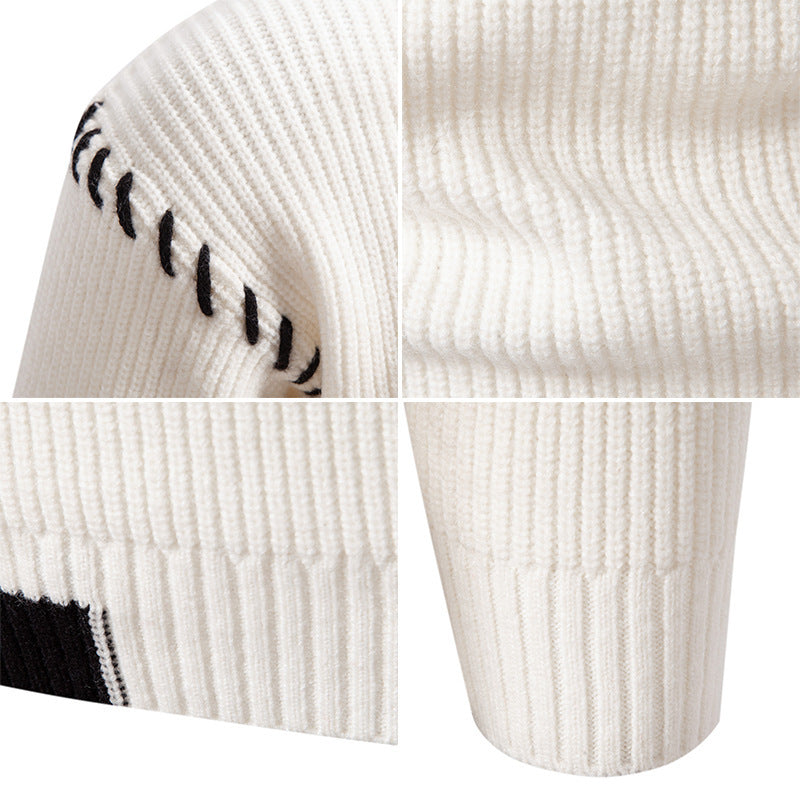 Trendy knitted sweater for men with a high collar and unique cable design Lune London