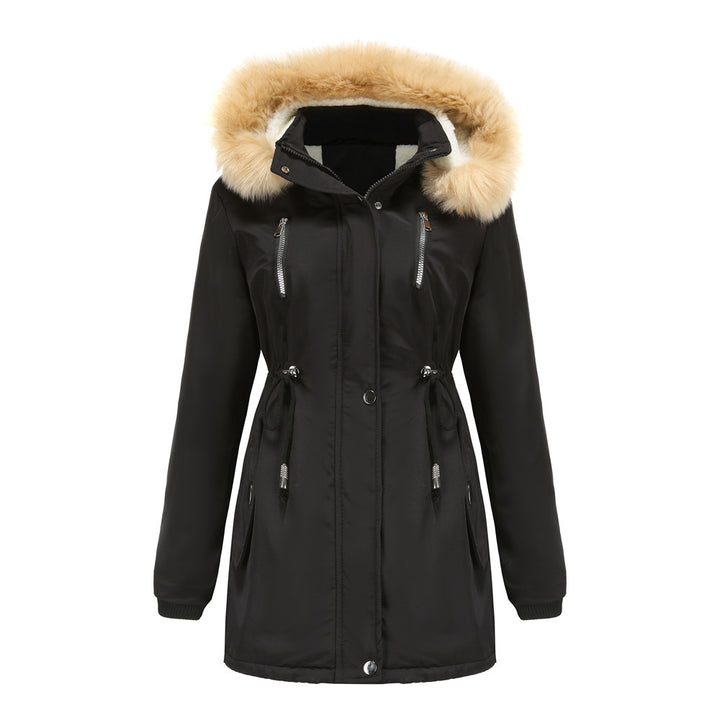 Ladies insulated winter jacket with removable faux fur collar Lune London