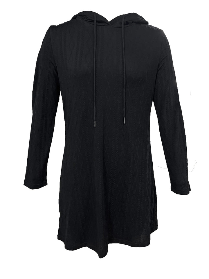 Hooded dress for women with textured knitted pattern and relaxed fit Lune London
