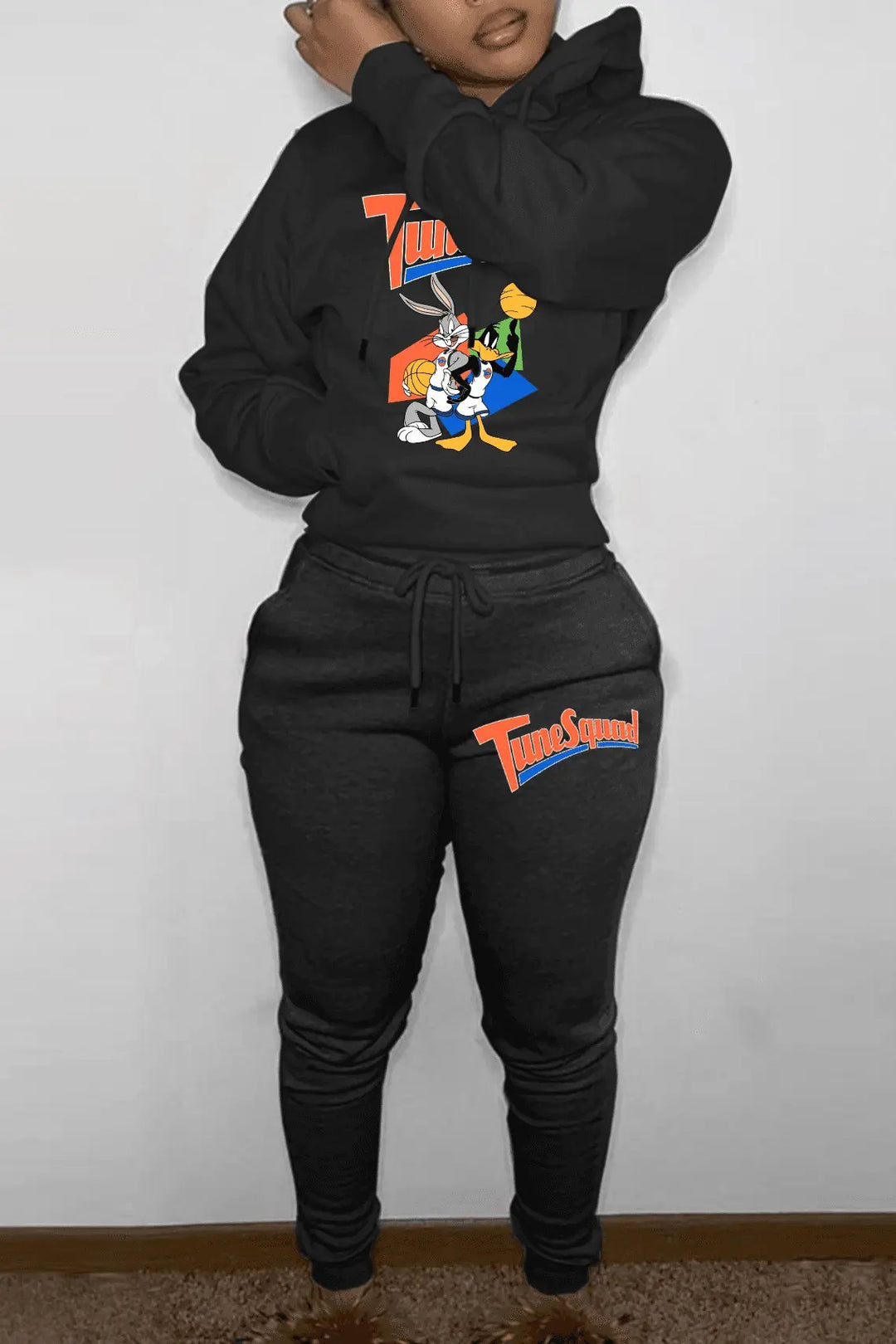 Women's hoodie and jogger pant set with energetic cartoon pattern Lune London