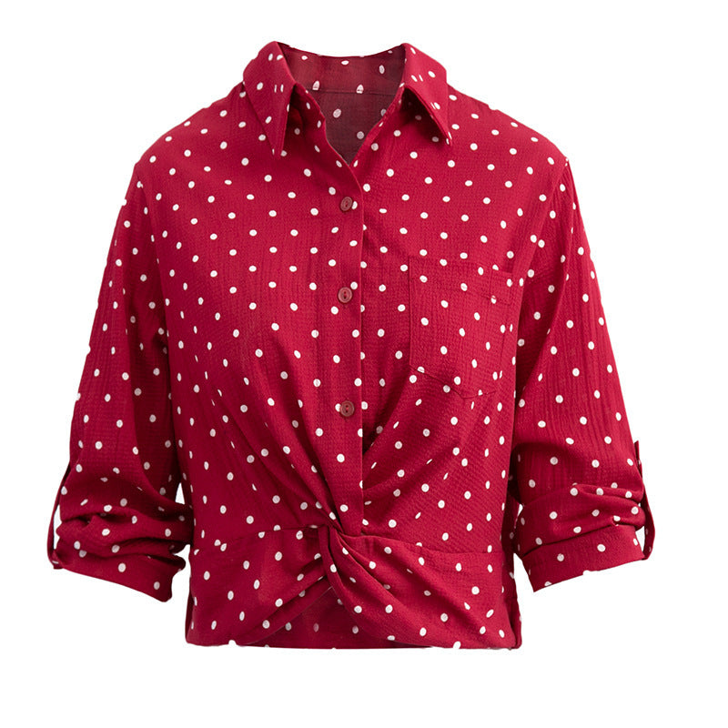 Short sleeve blouse for women with polka dot pattern Lune London