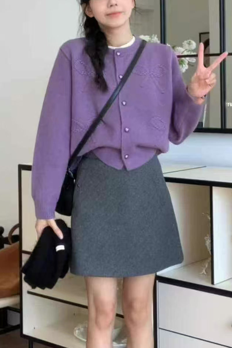 Ladies comfortable short sleeve knitted cardigan with high quality button details Lune London