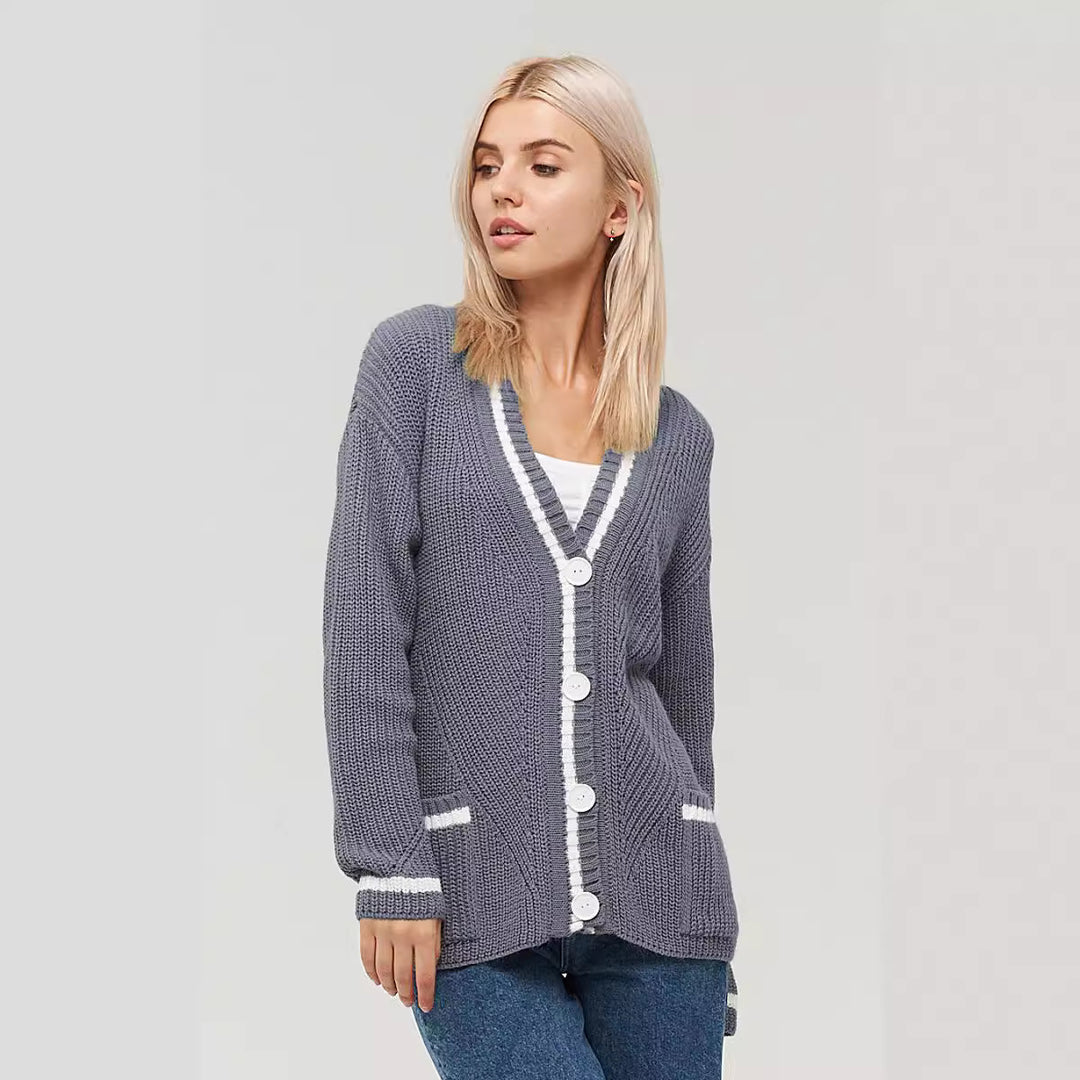 Ladies chunky knit cardigan with pockets Lune London
