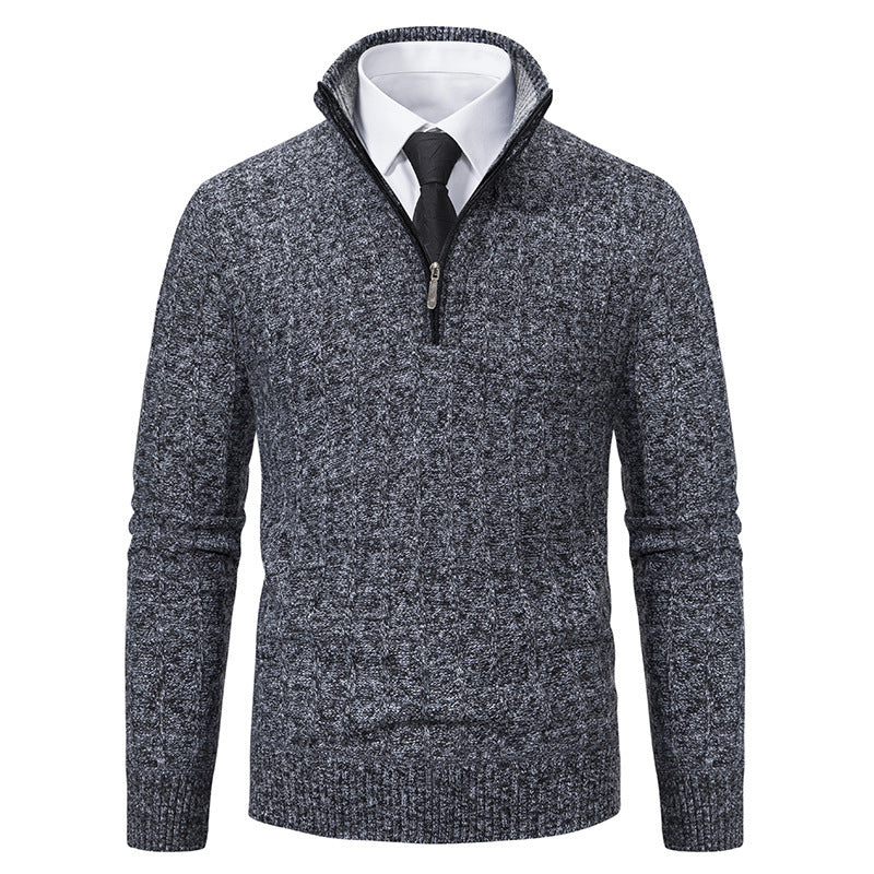 Knitted sweater for men with high collar and zipper Lune London