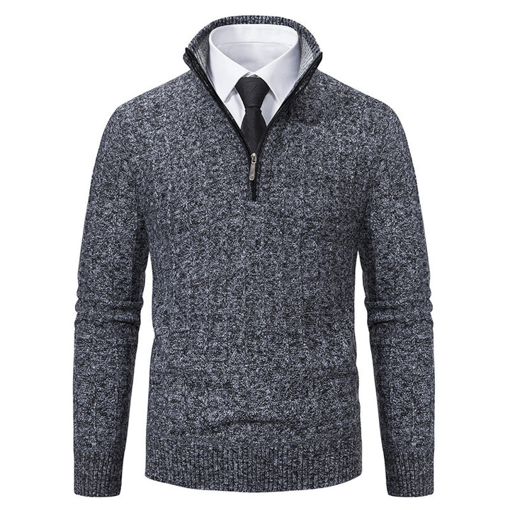 Knitted sweater for men with high collar and zipper Lune London
