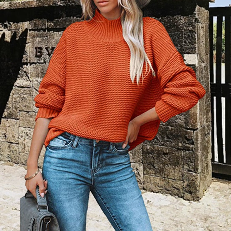 Women's sweater with high collar and textured fabric Lune London