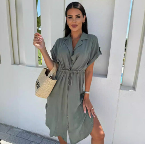 Casual button dress for women with adjustable waist Lune London