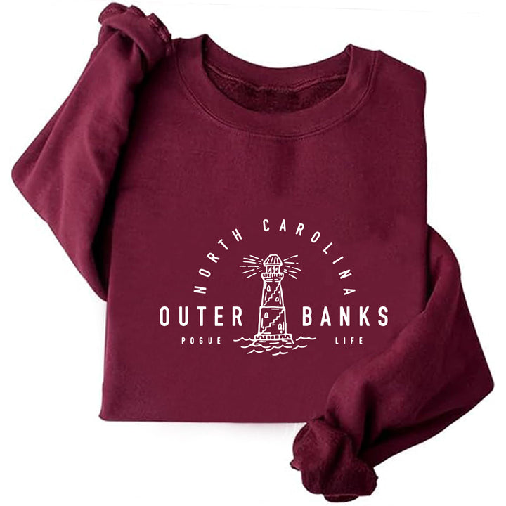 Sweatshirt pour femmes avec motif de phare maritime et coupe décontractée Chic & Stil