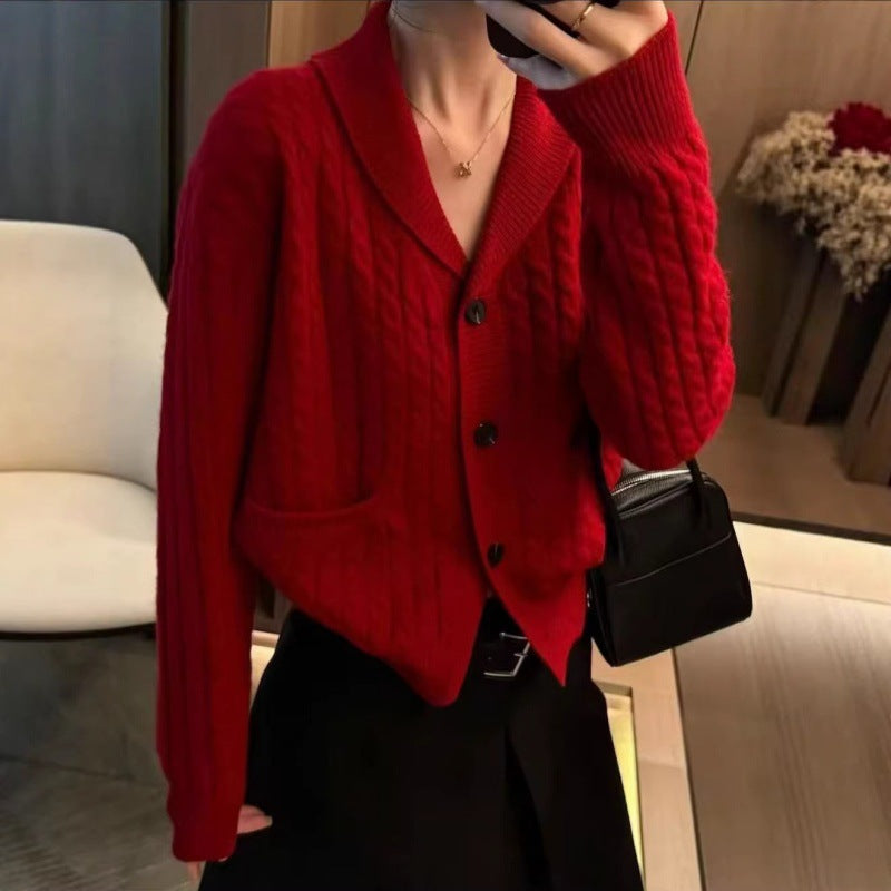 Cardigan femme avec double col et poches pratiques Chic & Stil