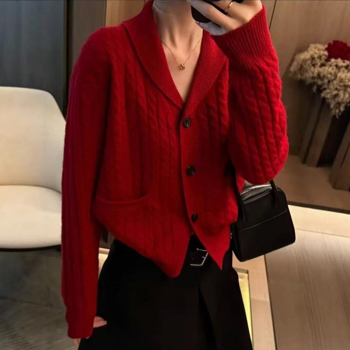 Cardigan femme avec double col et poches pratiques Chic & Stil