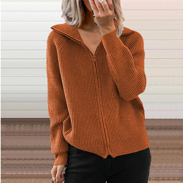 Knitted jacket for women with zipper and hood Lune London