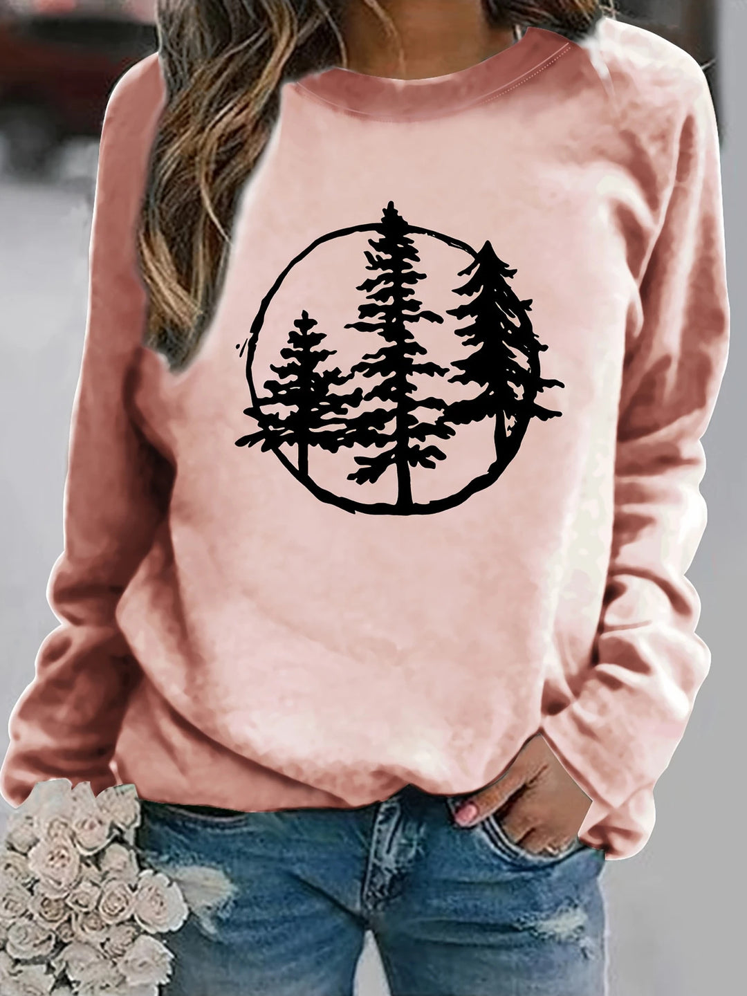 Sweatshirt femme avec motif nature cool et coupe décontractée Chic & Stil