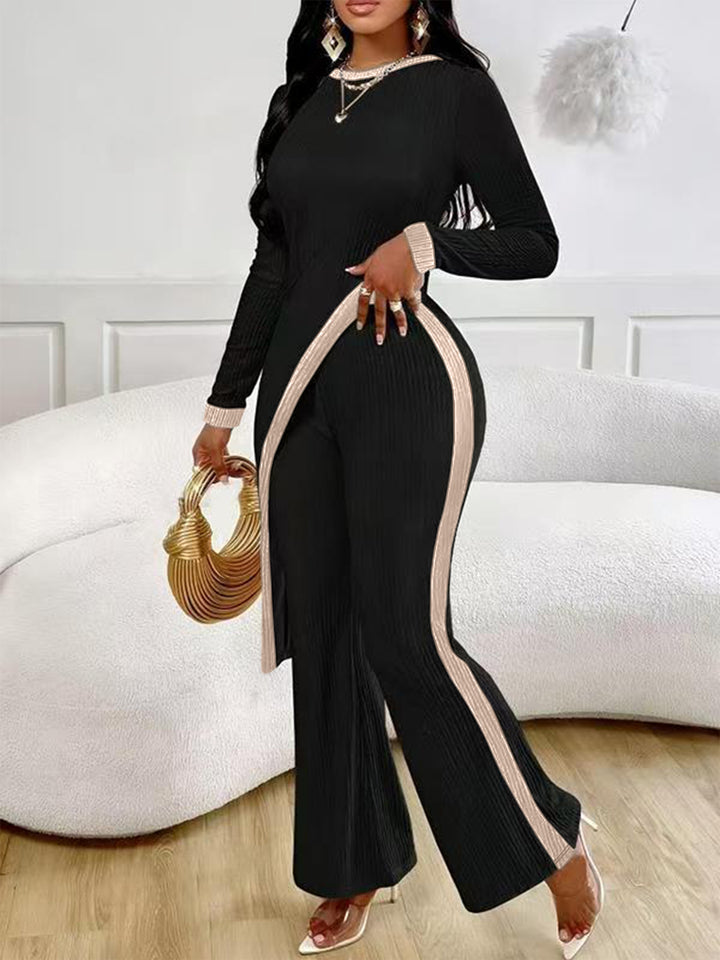 Combinaison élégante pour femme avec design asymétrique et piping contrastant Chic & Stil