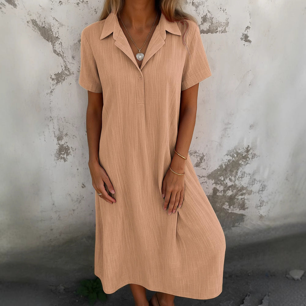 Casual maxi dress for women with collar and short sleeves Lune London