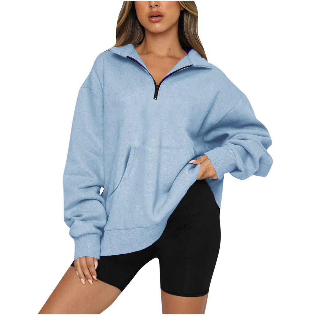 Oversized sweatshirt for women with half-zip and hood Lune London