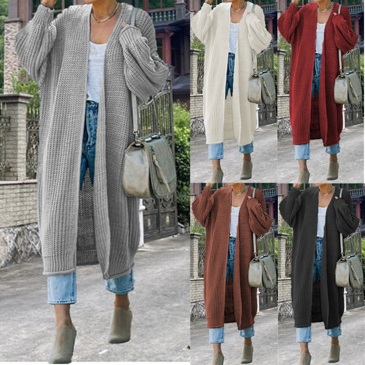 Long knit coat for women with open front and relaxed fit Lune London