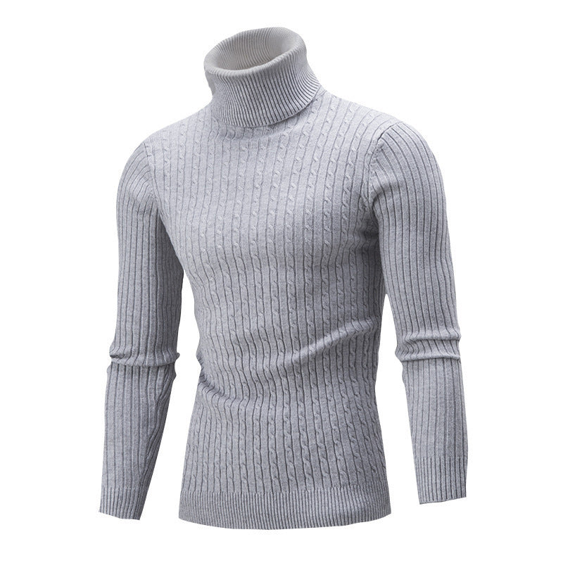 Knitted sweater for men in portrait format with high collar and textured pattern Lune London