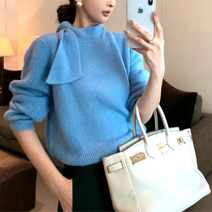 Sweater knitted for women with playful collar and modern ribbed design Lune London