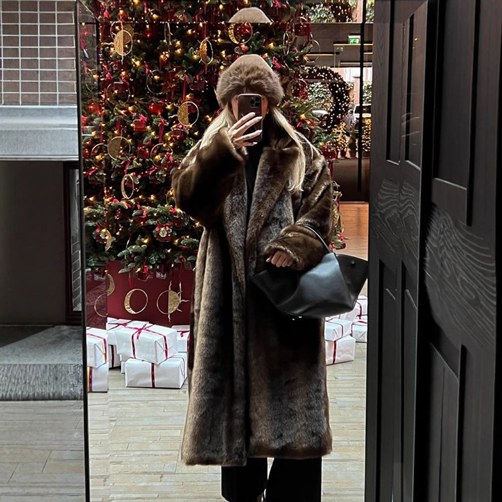 Ladies Luxurious Faux Fur Coat Lune London