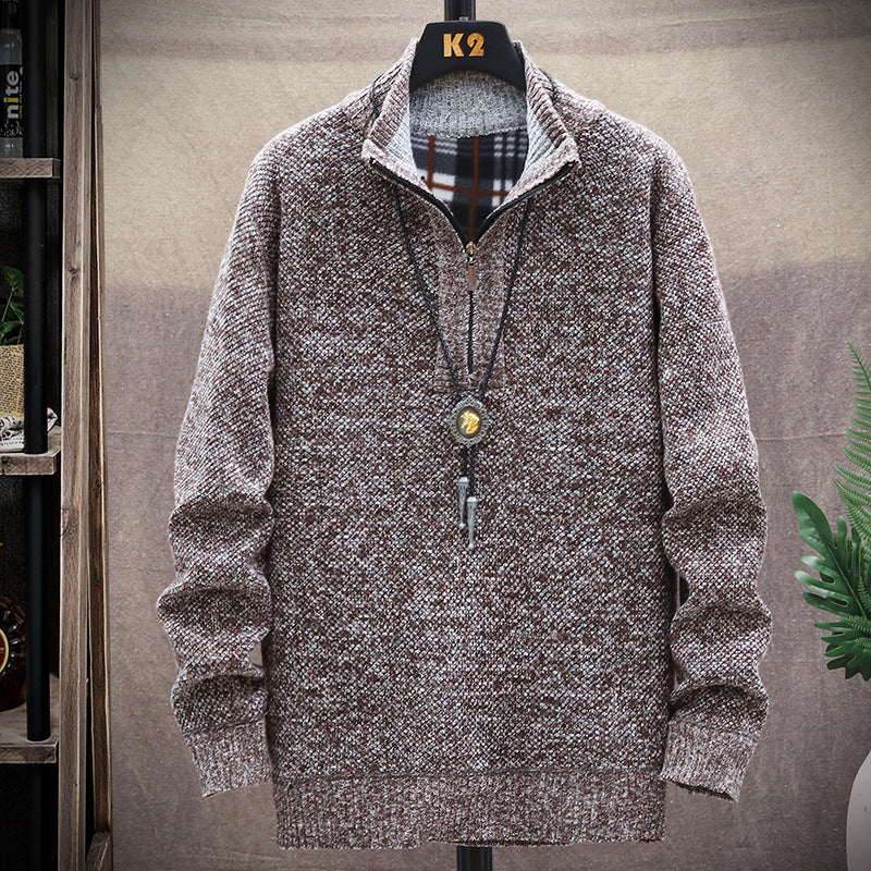 Half-zip knitted sweater for men with varied textures Lune London