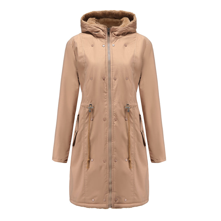 Women's Fashion Long Coat with Faux Fur Trim Lune London