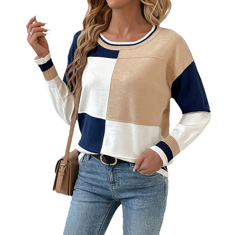 Casual jumper for women with blocked colors and round neck Lune London