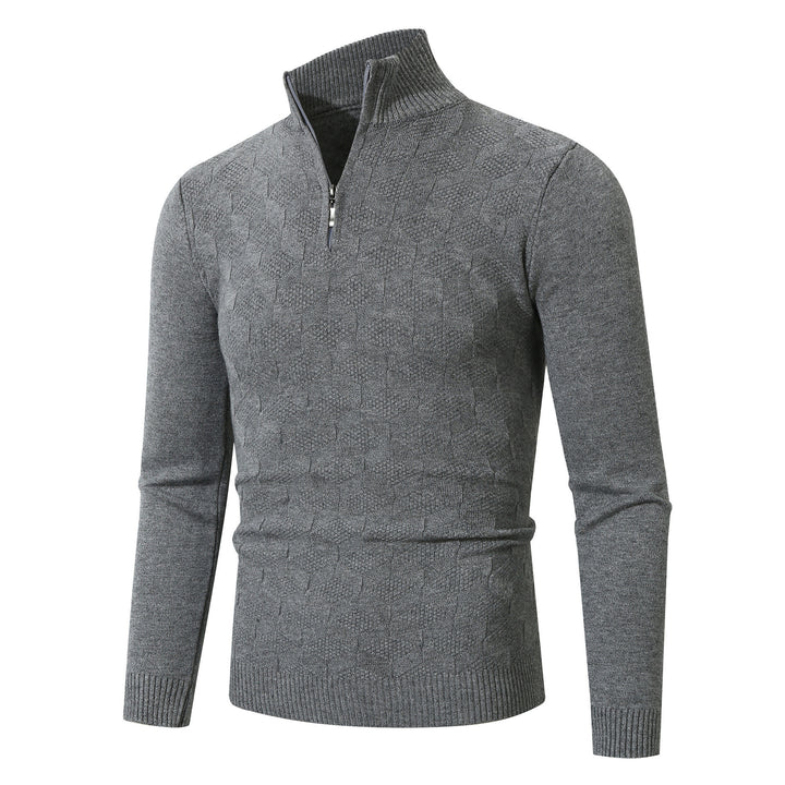 Casual knitted pullover for men with half-zip and textured pattern Lune London