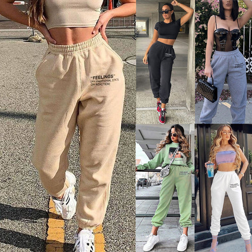 Ladies High Waist Graphic Jogging Pants Lune London