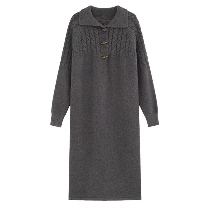 Knit dress for women with collar and button details Lune London