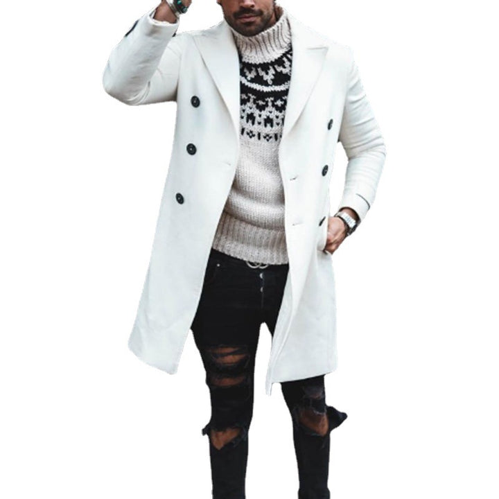 Elegant long double-breasted men's coat Lune London