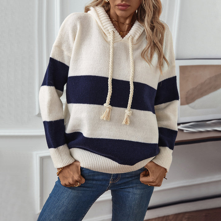 Women's hoodie with wide stripes and a soft material Lune London