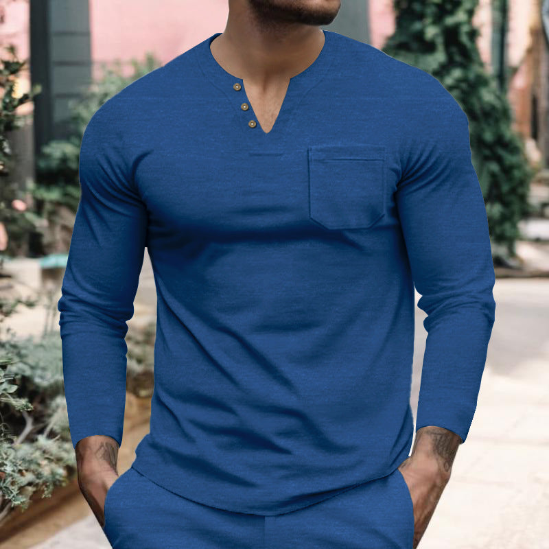 Men's long sleeve shirt with button placket and chest pocket Lune London