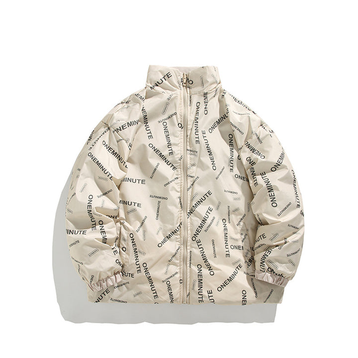Ladies down jacket with modern print and high collar Lune London
